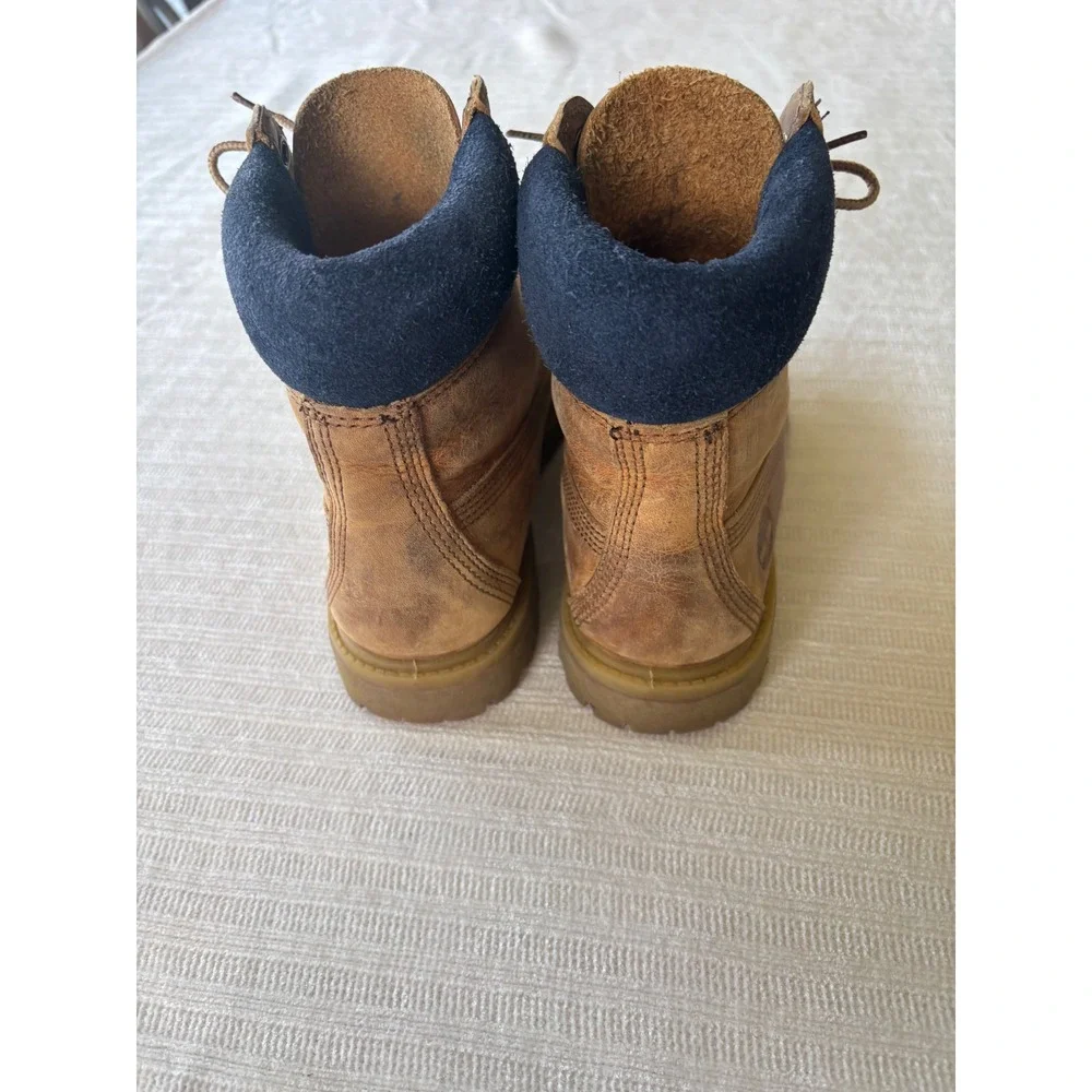 Timberland 6 Inch Premium Leather Waterproof Boots Brown Navy 7.5‎ M A1964